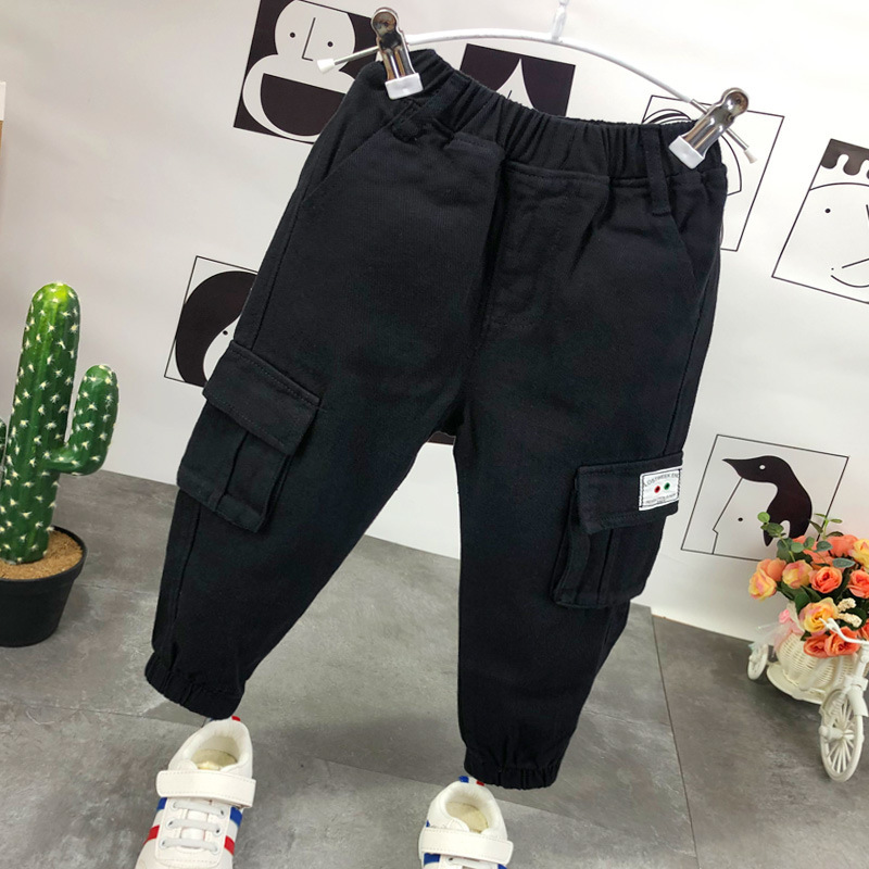 Boys cargo pants cotton spring and autumn clothing children's ankle-tied pants children Korean style fashionable sports casual pants