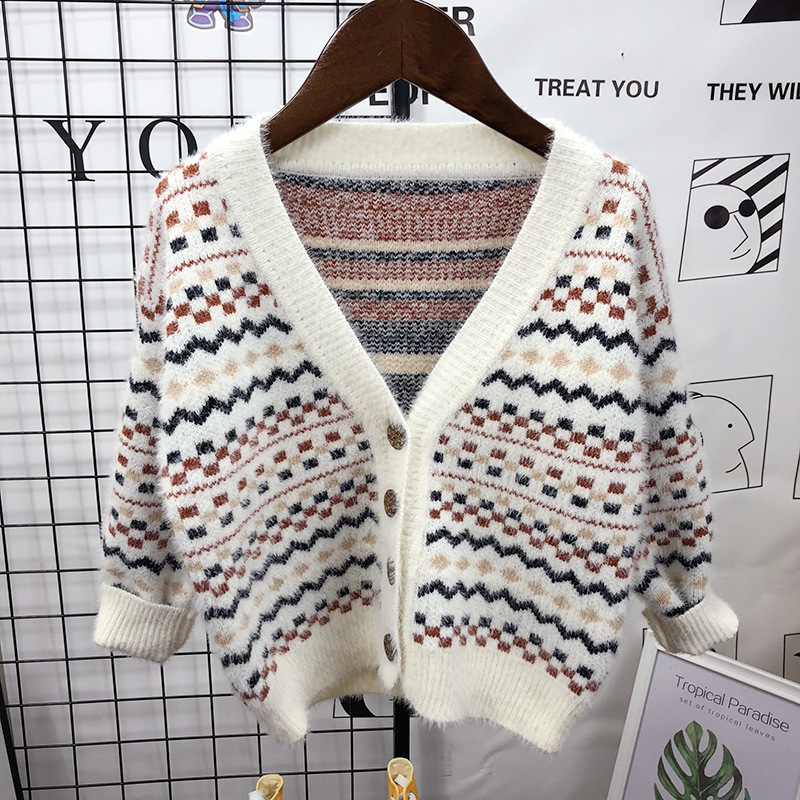 Children's clothing autumn and winter children's sweater Korean style mink sweater boys' sweater V-neck cardigan jacket factory wholesale