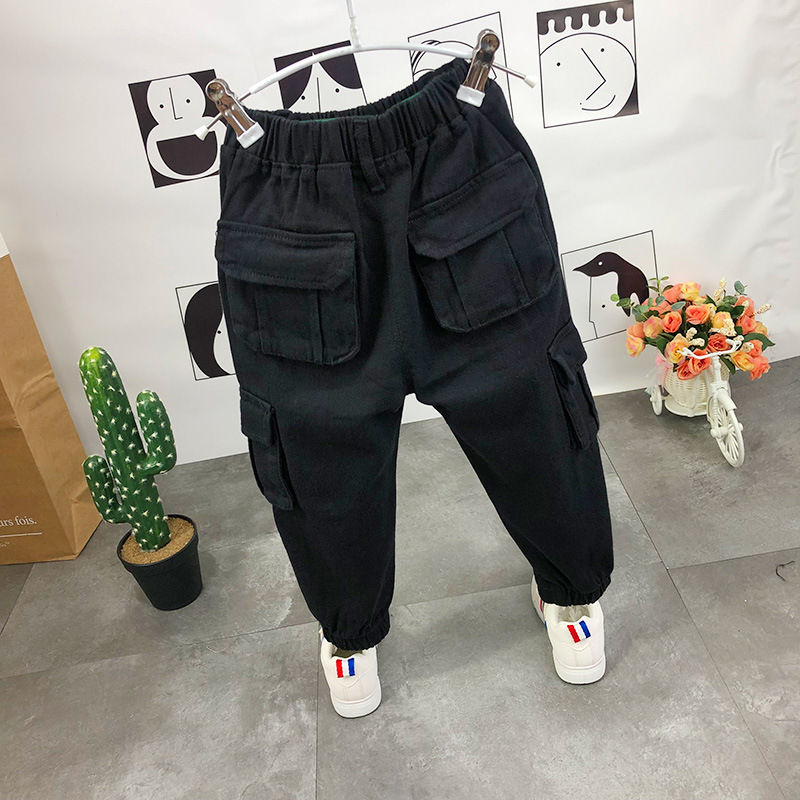 Boys cargo pants cotton spring and autumn clothing children's ankle-tied pants children Korean style fashionable sports casual pants