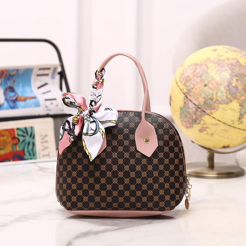 Women's bag new printed pattern contrast color silk scarf portable shell bag casual fashion shoulder bag one piece hair