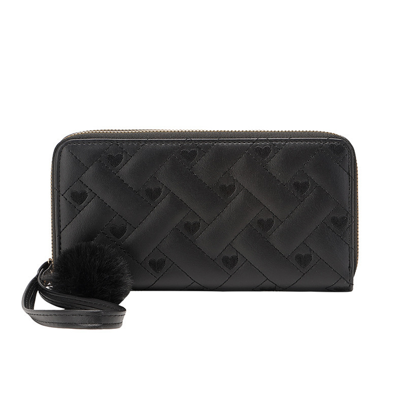 Spring and Summer new Ladies' Purse indentation mid-length clutch trendy love double layer change and mobile phone bag