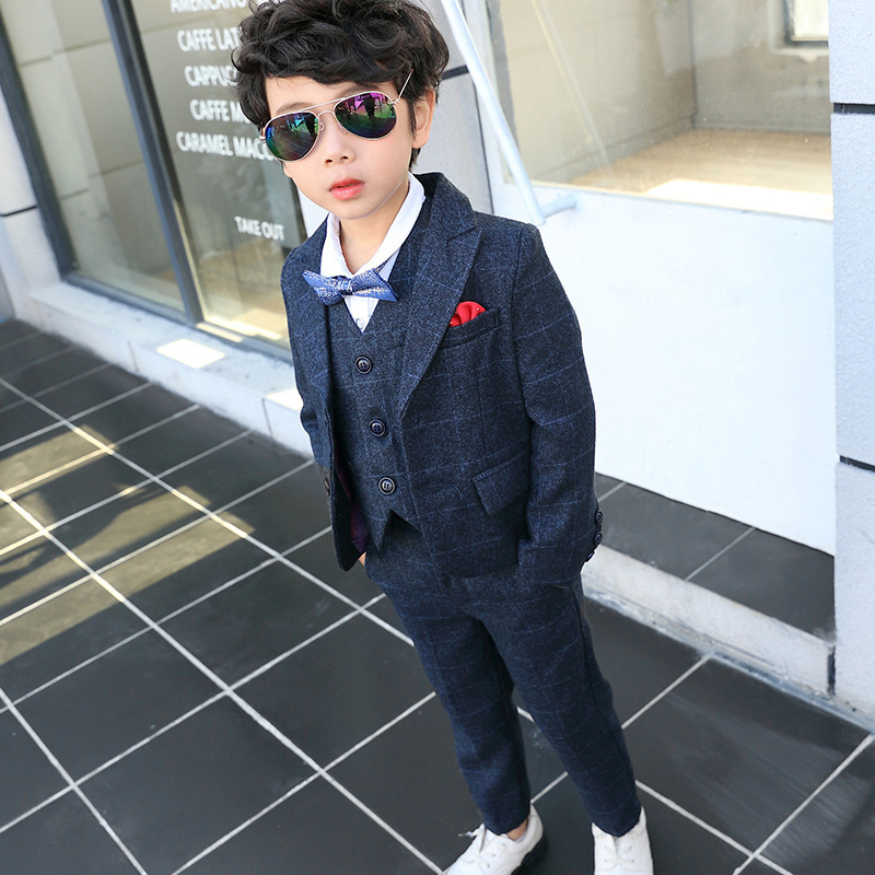 Spring and Autumn Children's suit three-piece boys' suit suit flower girl Annual Meeting dress host performance costume