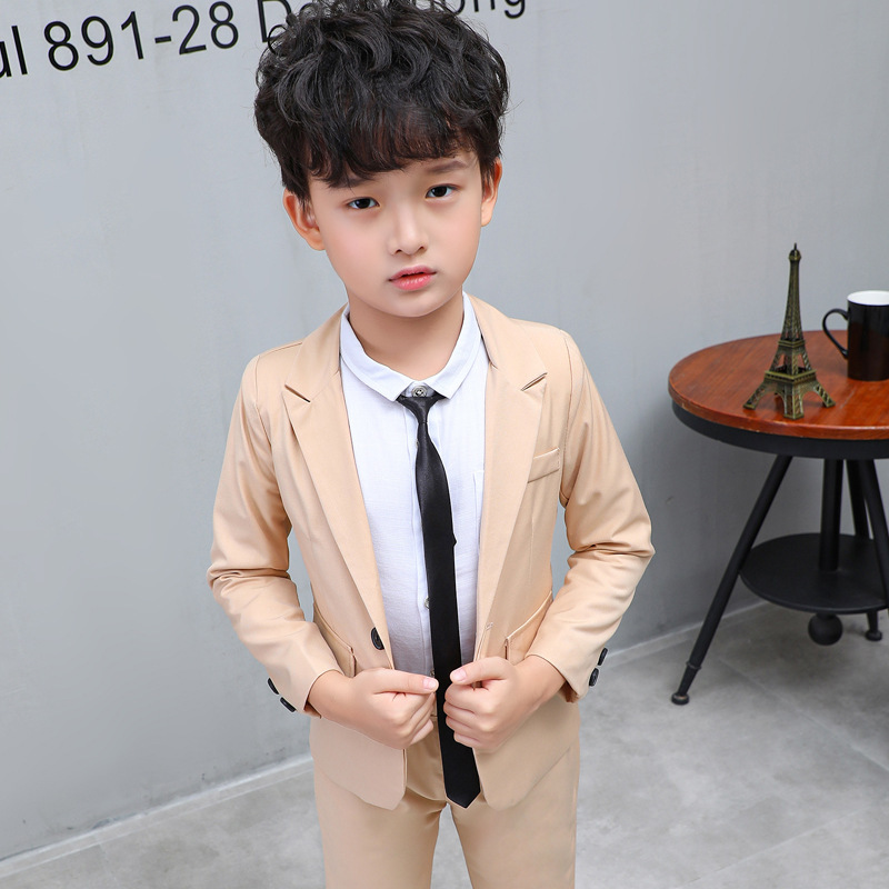 Children's clothing Korean style children's business suit host flower girl handsome dress boy solid color performance clothes two-piece suit fashion