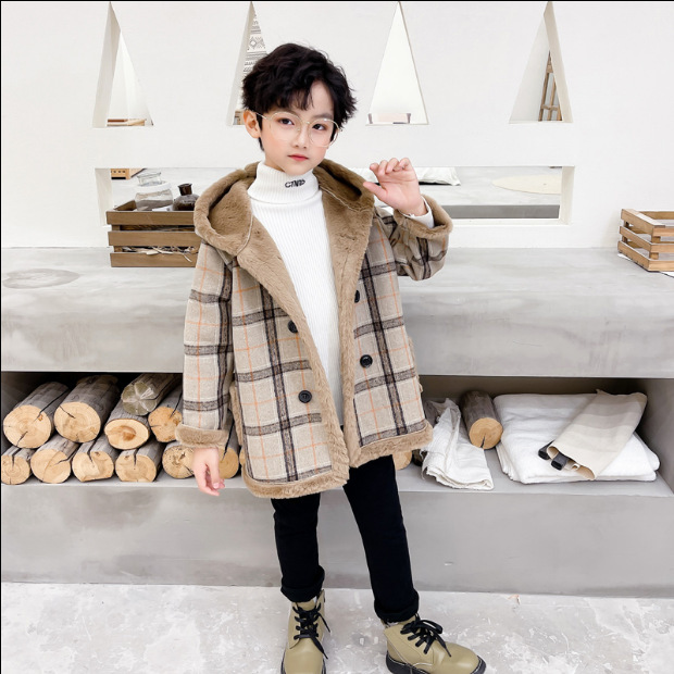 Korean boys' woolen coat woolen thick coat autumn and winter clothing new western style children and teens' wear Boys