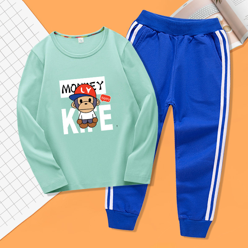 Factory supply children's western style suit boys and girls autumn crew neck long sleeve T-shirt ankle-tied sweatpants new wholesale