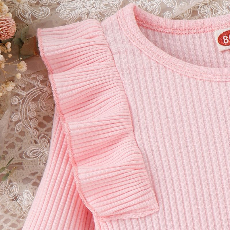 Baby children's clothing autumn and winter children sweet pink cotton sunken stripe lace long-sleeved top plaid skirt girls' suit