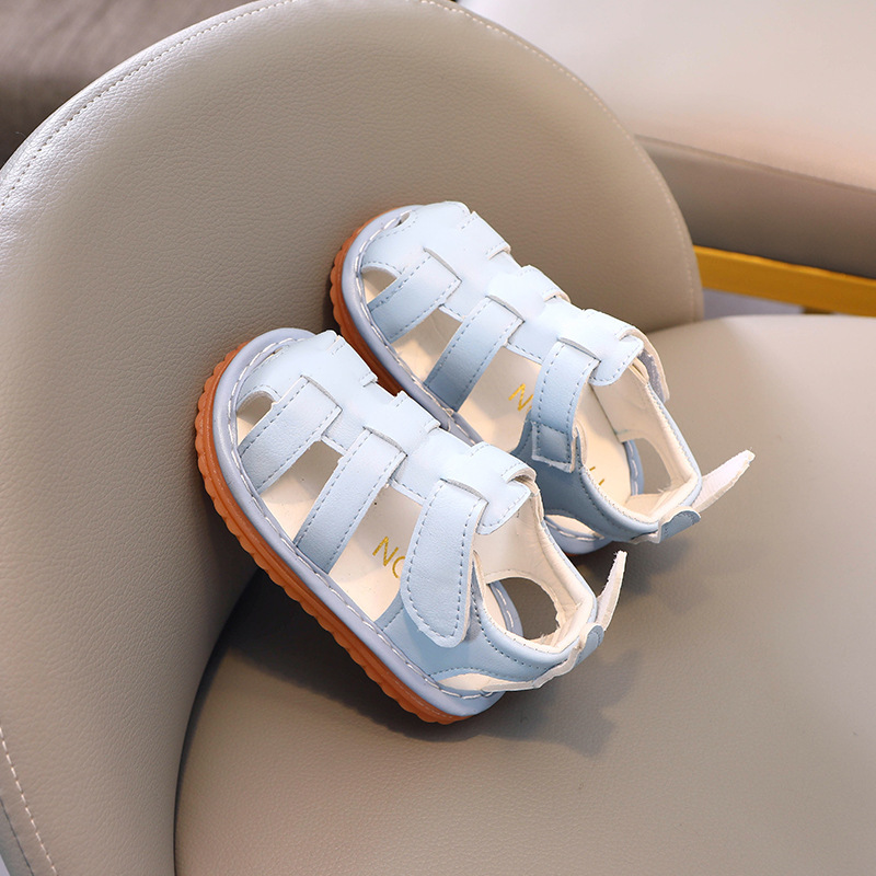 Summer new baby 0 sandals 1-2 years old closed toe boys toddler shoes soft bottom female baby breathable beach shoes generation hair