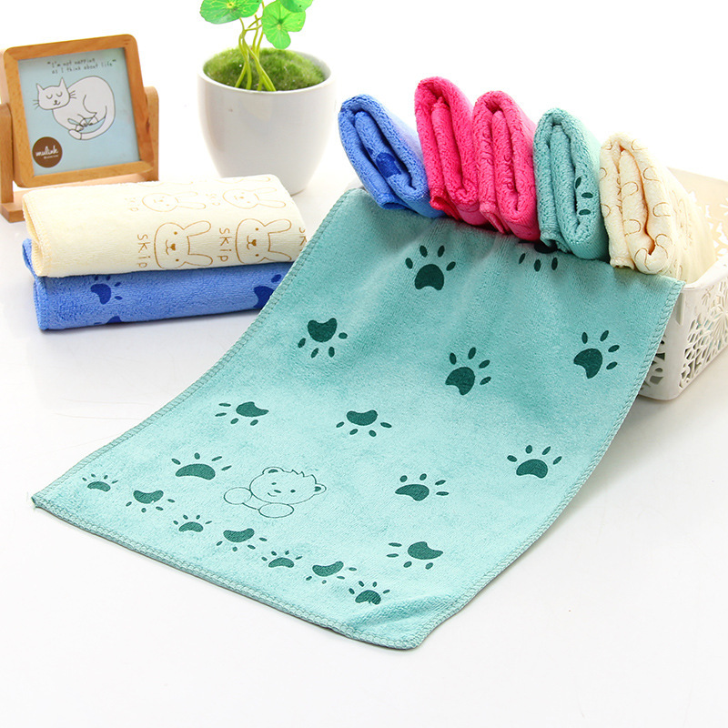 Kids' towel wholesale fine fiber printing soft absorbent 25*50 kindergarten cartoon face wash wiper small Tower