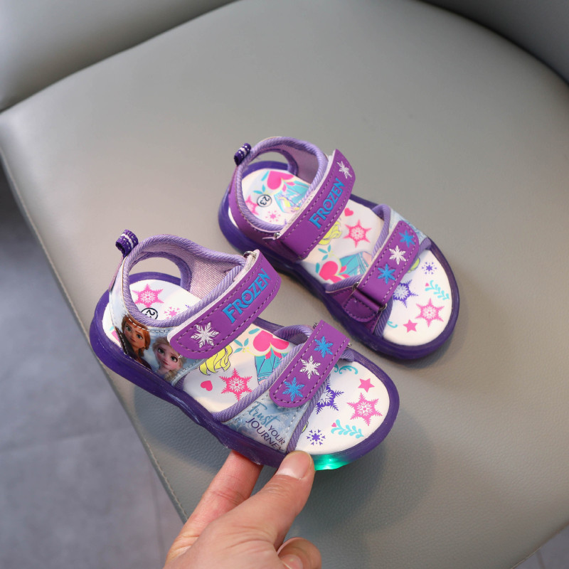 Summer new children's sandals women's shoes with LED light Aisha sisters luminous children's shoes wholesale girls' sandals