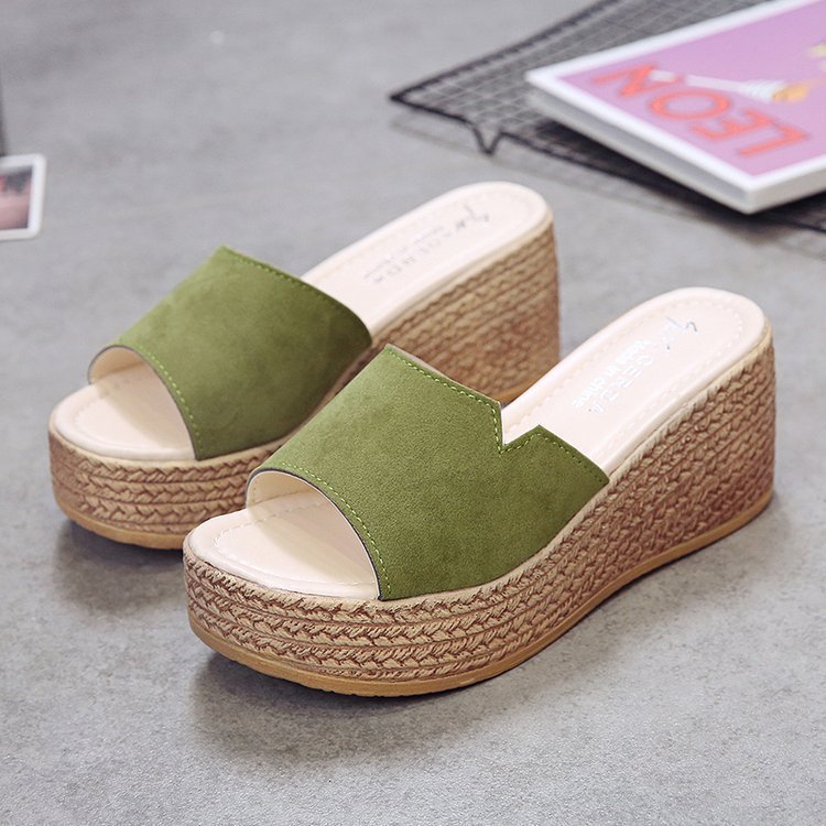 Women's summer fashionable outdoor slippers Korean style platform wedge slippers platform high heel platform slippers