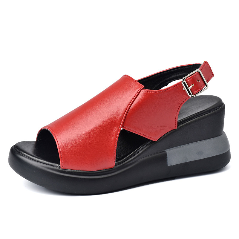 Women's platform wedge sandals, ankle-strap buckle large size high heel sandals