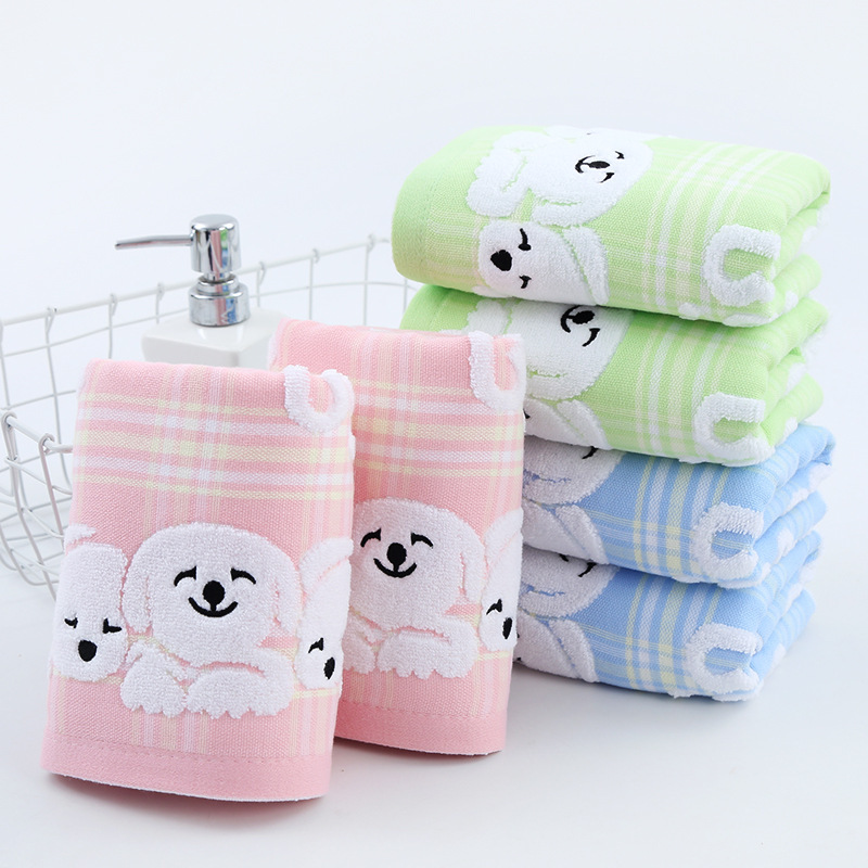 Double-layer fabric wholesale towels cotton twistless jacquard puppy cute absorbent household Daily necessities couple wholesale towels