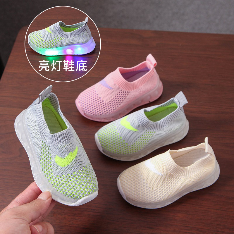 Baby slip-on spring and summer boys' breathable mesh light shoes soft bottom toddler shoes girls' casual mesh surface shoes