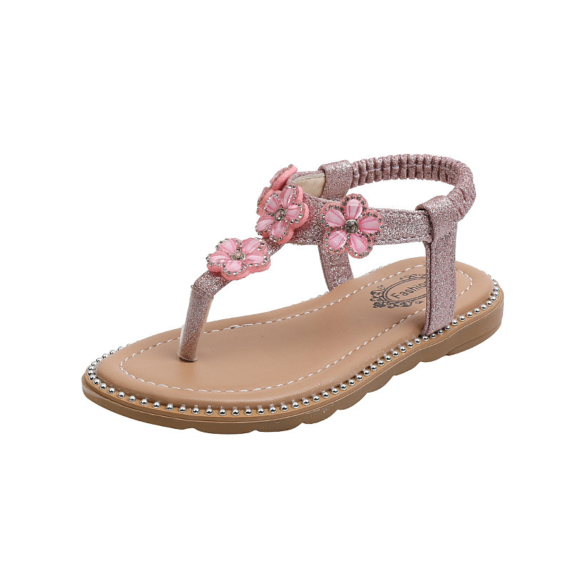 Girls' sandals summer new little kids' princess shoes baby medium and big Children soft bottom stylish beach sandals