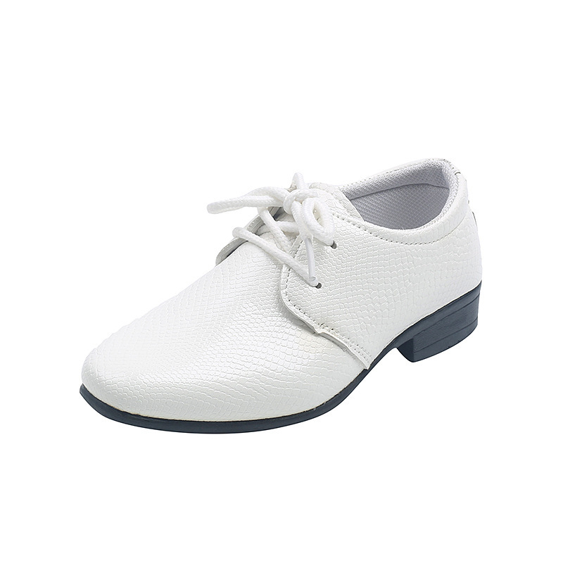 Boys' leather shoes Spring and Autumn New British style lace-up children's single-layer shoes middle and big Children students Black performance shoes