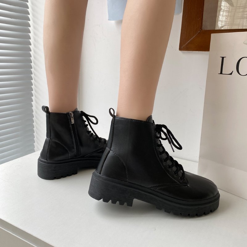 Autumn new black handsome Dr. Martens Boots women's platform short boots