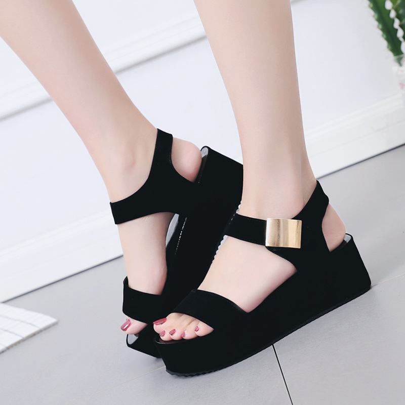 Summer new Korean style fashion women's sandals platform high heel wedge peep toe Roman fashion shoes women's shoes