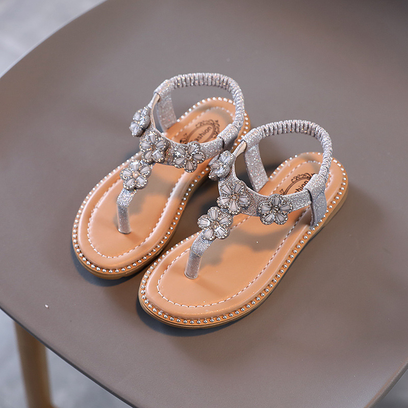 Girls' sandals summer new little kids' princess shoes baby medium and big Children soft bottom stylish beach sandals