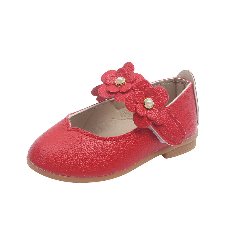 Spring and Autumn New Korean style children's single-layer shoes soft bottom flowers girls' leather shoes medium and large children's princess shoes baby shoes