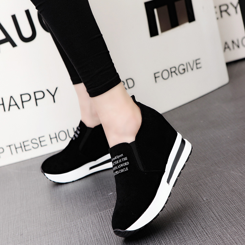 Spring Korean style platform wedge platform women's pumps loafers trendy mid heel casual shoes