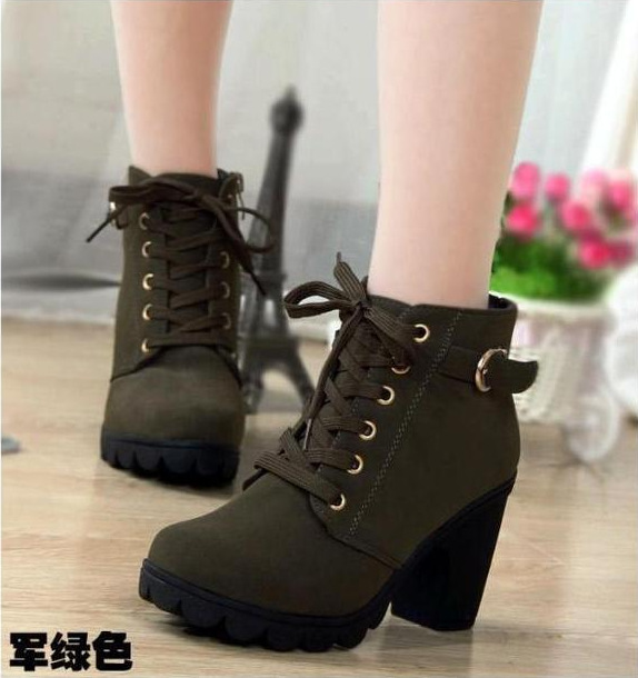 New high heel chunky heel women's casual boots muffin platform ankle boots round head 888 Martin booties wholesale