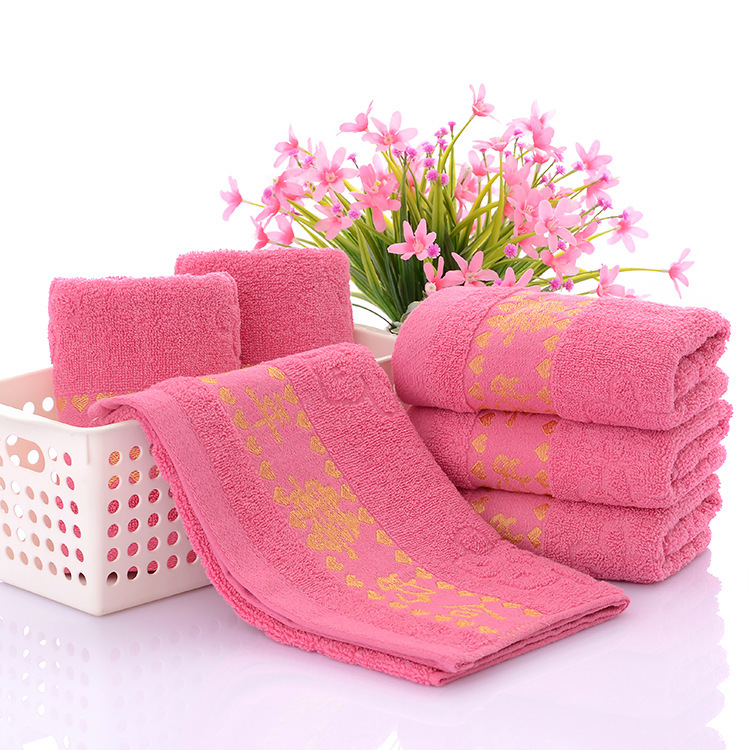 Wedding towel pink 100-year good cotton Xi character wholesale towels gift gift face towel gift bag