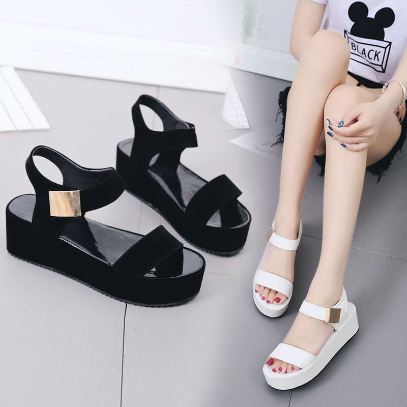 Summer new Korean style fashion women's sandals platform high heel wedge peep toe Roman fashion shoes women's shoes