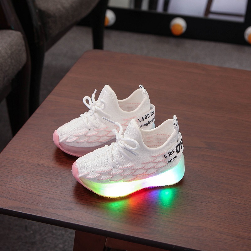 Children's coconut shoes light-on 1-5 years old 3 baby girl sneakers boy shoes summer mesh small children's flying woven shoes