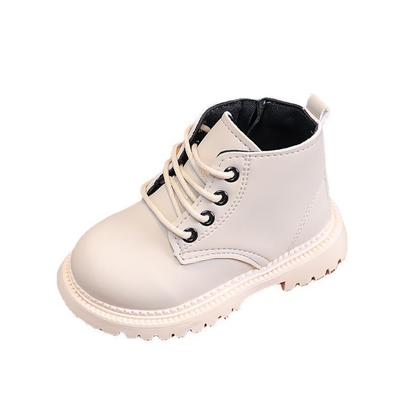 Spring and Autumn new children's shoes children's boots Dr. Martens Boots foreign trade Boys' leather fashionable black tie ankle boots