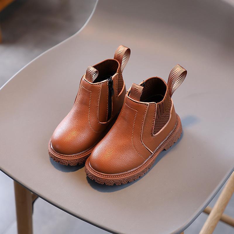 Autumn and Winter new children's Martin boots boys leather boots girls short boots British style fashion single-layer boots