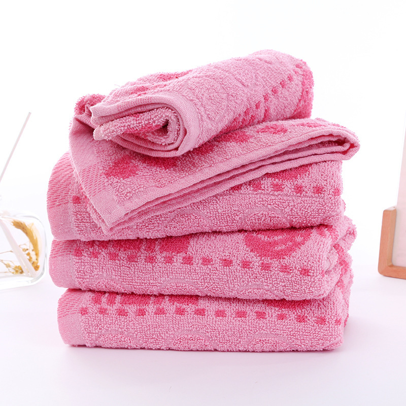 Factory wholesale wedding double happiness towel bath towel jacquard lengthened wedding favors cotton pink towel bath towel wholesale