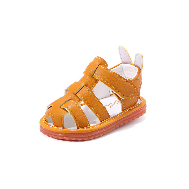 Summer new baby 0 sandals 1-2 years old closed toe boys toddler shoes soft bottom female baby breathable beach shoes generation hair
