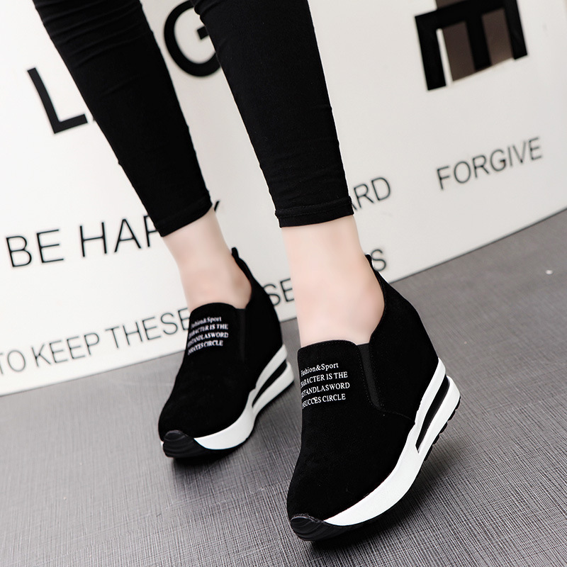 Spring Korean style platform wedge platform women's pumps loafers trendy mid heel casual shoes