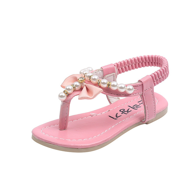 Summer new girls' sandals fashionable Korean style soft bottom medium and large children's princess shoes non-slip beaded children's sandals