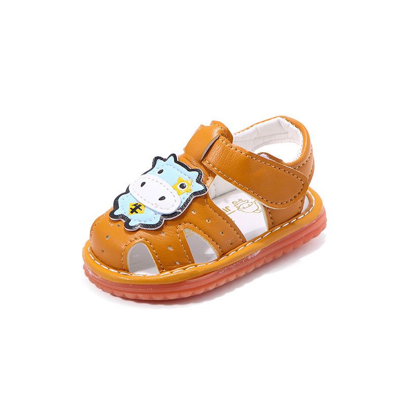 Baby Cow sandals female toddler shoes summer 0-1-2-3 years old baby soft bottom squeaky shoes baby boy shoes