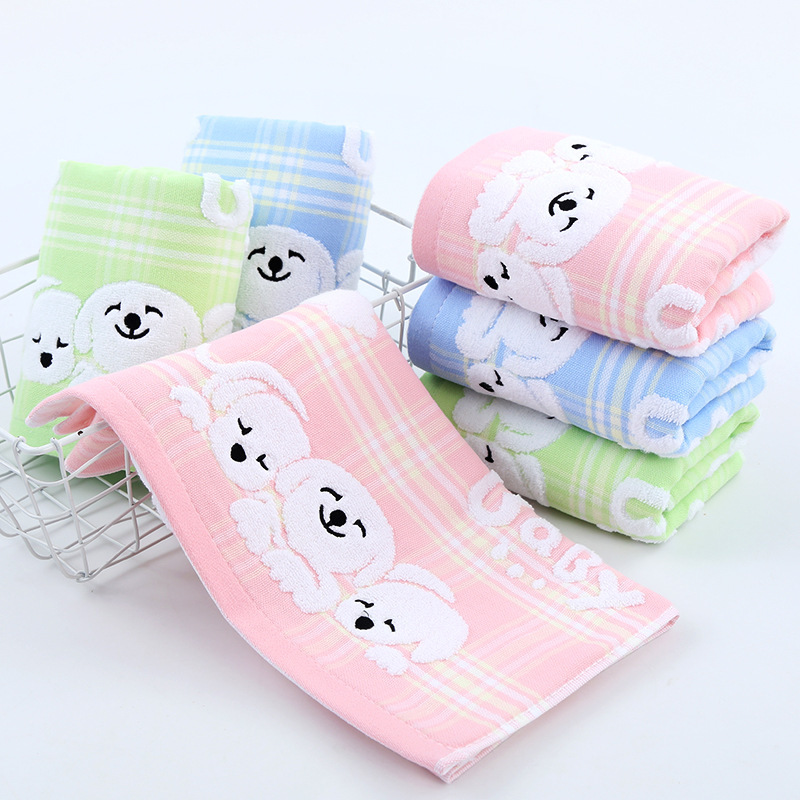 Double-layer fabric wholesale towels cotton twistless jacquard puppy cute absorbent household Daily necessities couple wholesale towels