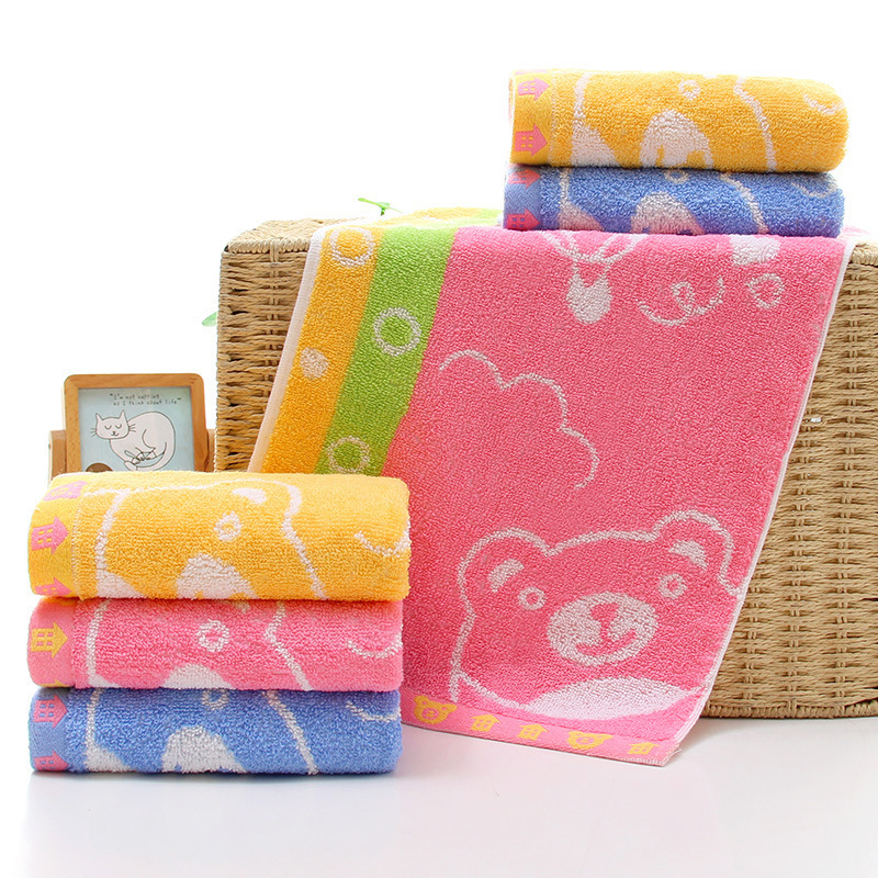 Cartoon kids' towel wholesale cotton baby face washing face towel 25*50 kindergarten soft absorbent small towel wholesale