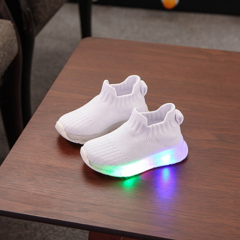 Autumn new boys and girls light shoes shoes with LED light light shoes light up shoes light shoes fly-knit sneakers slip-on shoes light shoes sock shoes