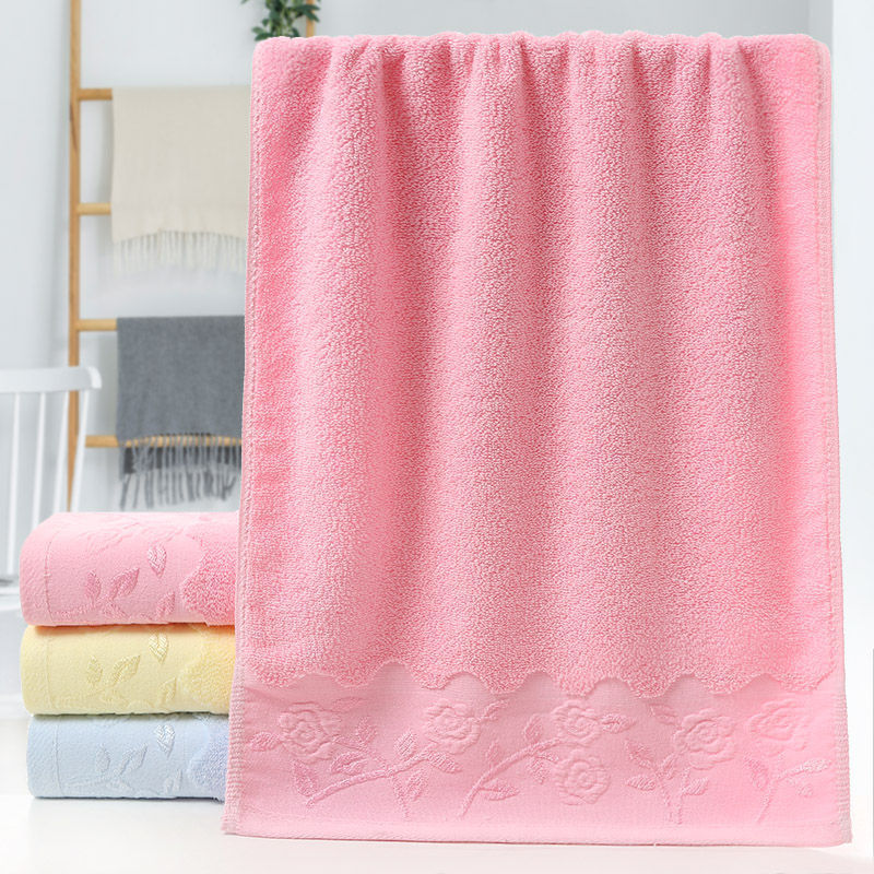 Cotton plain towel factory wholesale thickened 32-strand rose towel soft absorbent household adult face towel wholesale