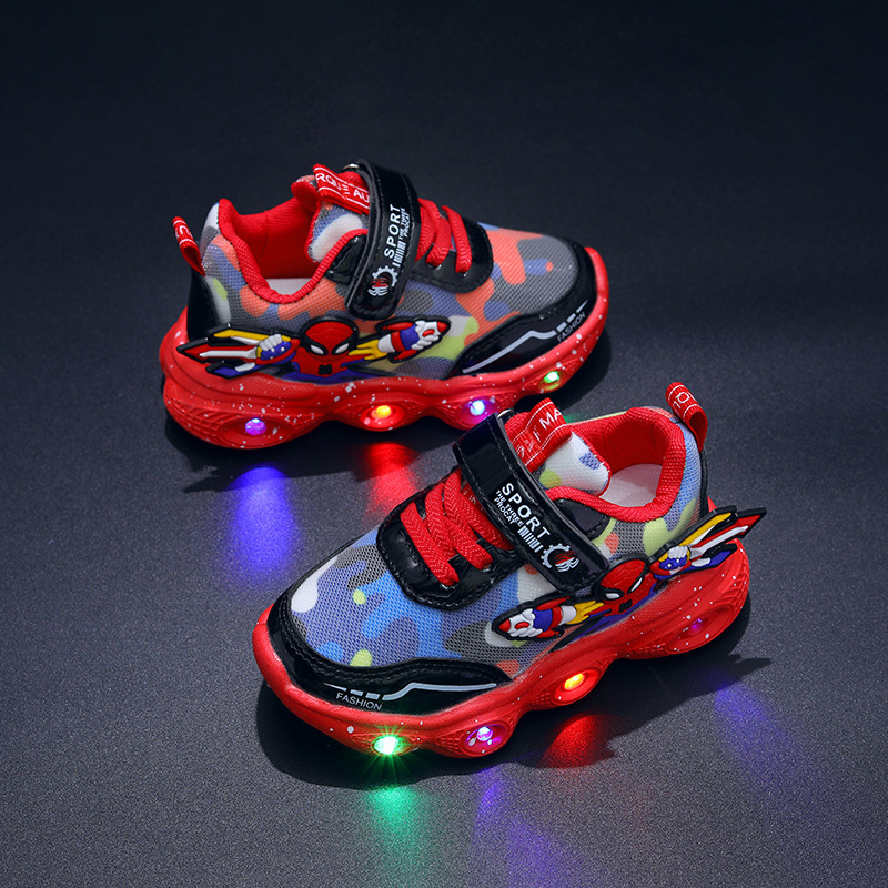 Luminous children's sneakers men's spring and autumn new mesh breathable boys shoes children toddler Baby light shoes