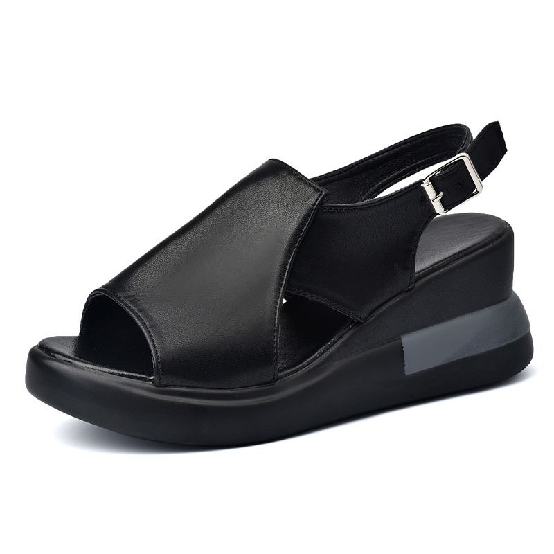 Women's platform wedge sandals, ankle-strap buckle large size high heel sandals
