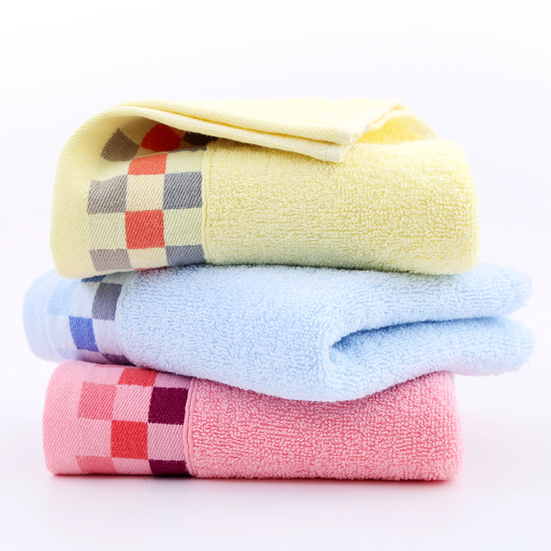 Factory wholesale cotton plaid ribbon towel stall thickened adult home use face washing face towel supermarket present towel