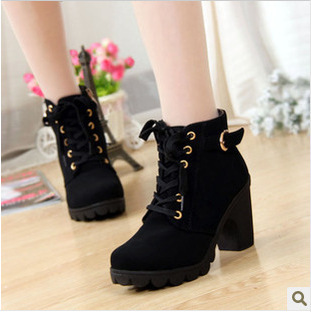 New high heel chunky heel women's casual boots muffin platform ankle boots round head 888 Martin booties wholesale