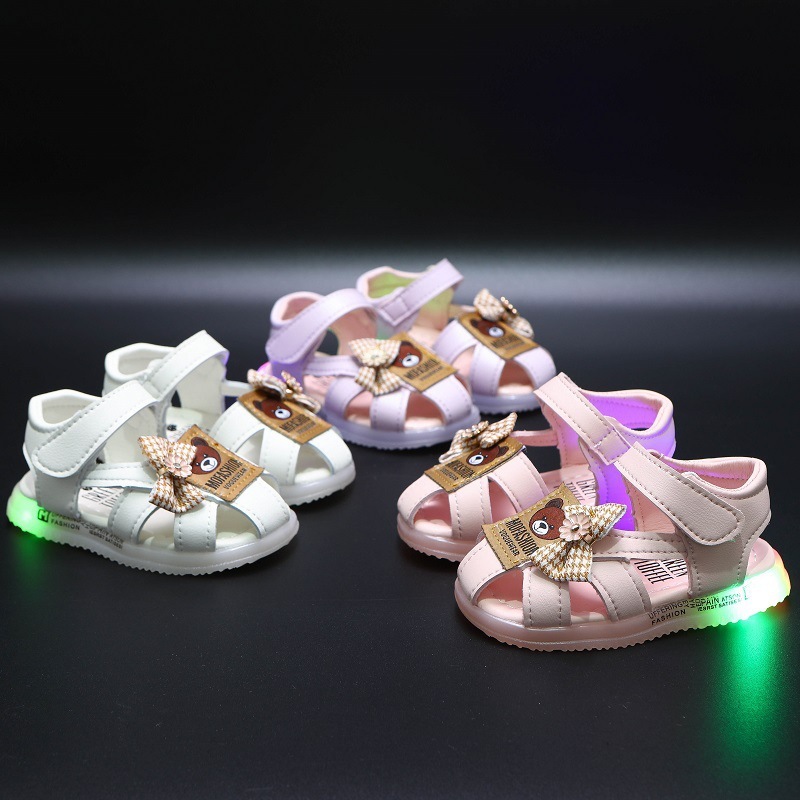 Sandals spring and summer new bear bow cute head cover comfortable baby and infant shoes toddler shoes fashion