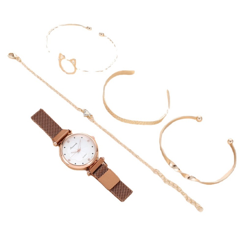 Fashionable elegant all-match Elegant Starry dial age-reducing women's watch irregular bracelet five-piece set