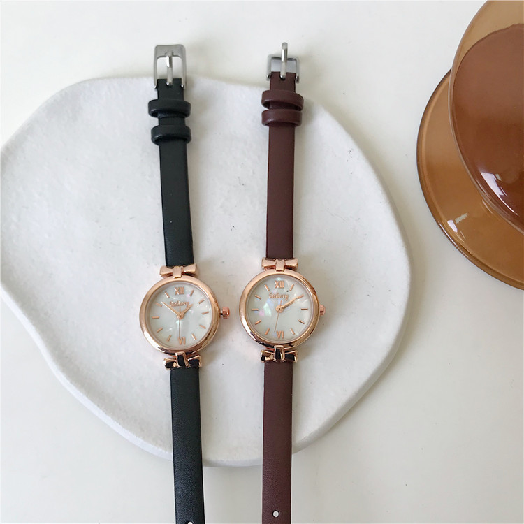 Women's Watch thin strap niche bow design white moonlight gentle small artistic simple quartz watch