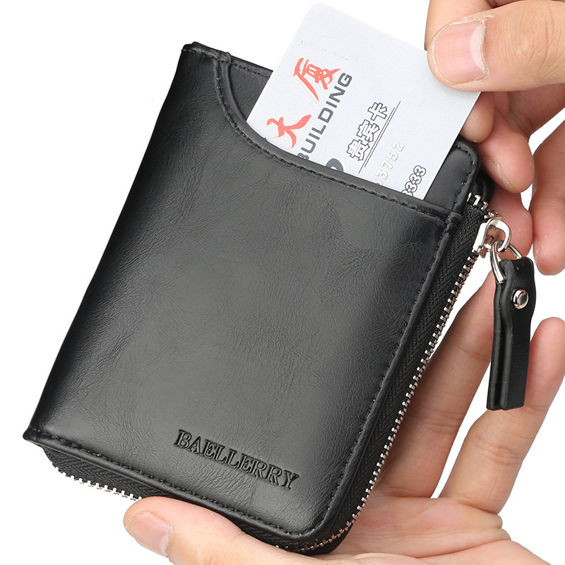 baellerry men's short wallet Korean zipper multi-function wallet large capacity multi-card-slot coin purse men