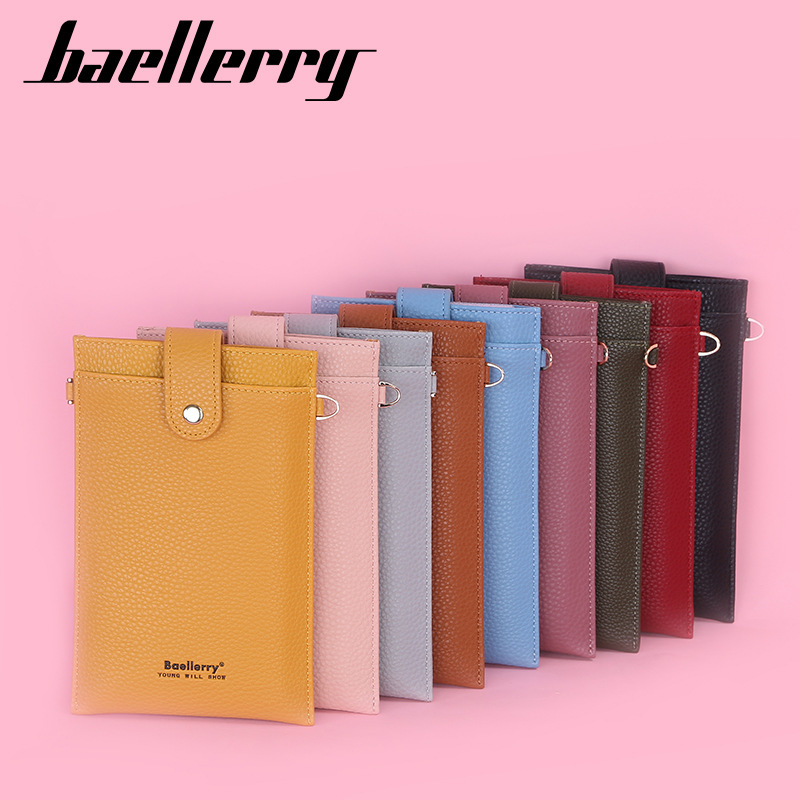 baellerry long ladies wallet multiple card slots vertical zipper mobile phone bag Korean ultra-thin shoulder messenger bag