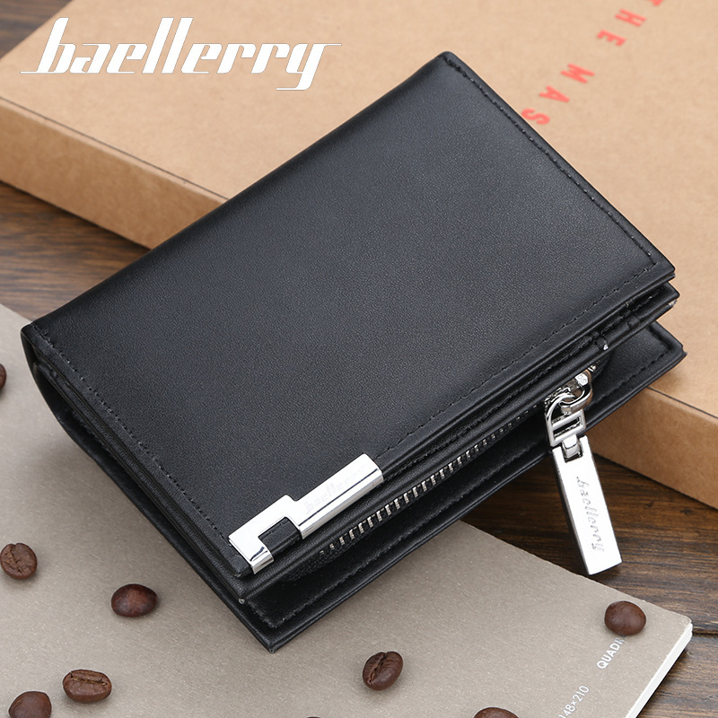 baellerry new men's short wallet fashion casual expanding card holder large capacity zipper wallet wholesale