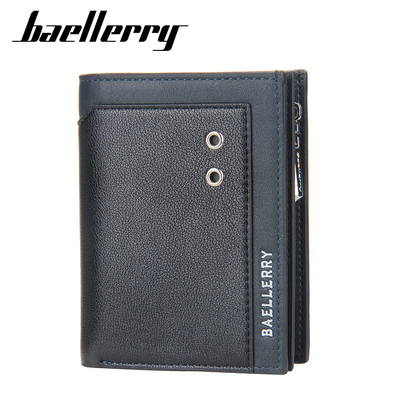 baellerry men's wallet new European and American zipper hasp coin purse retro wallet vertical coin purse